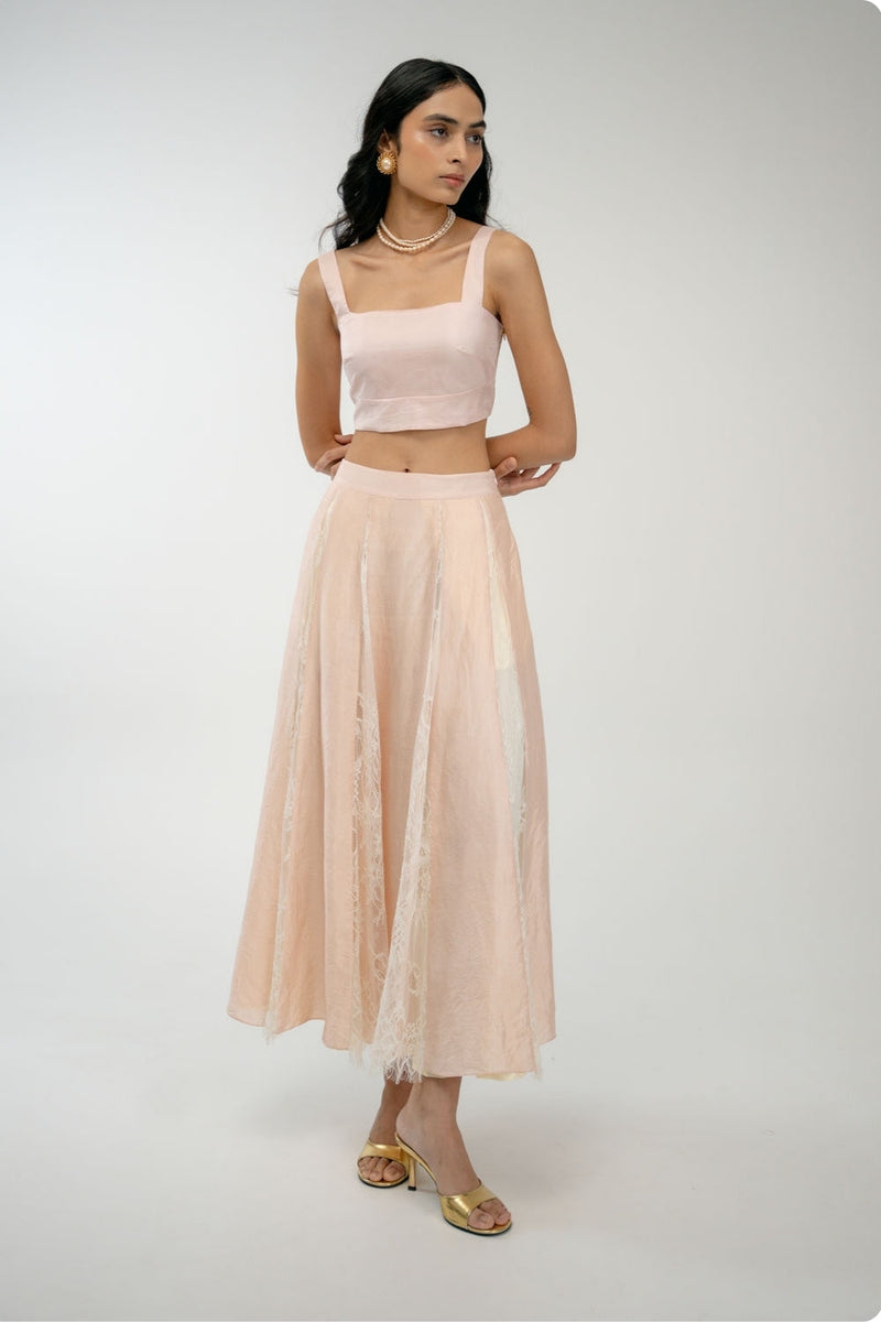Then & Now Skirt mulberry silk skirt by Ode to Odd in pink for women in Singapore