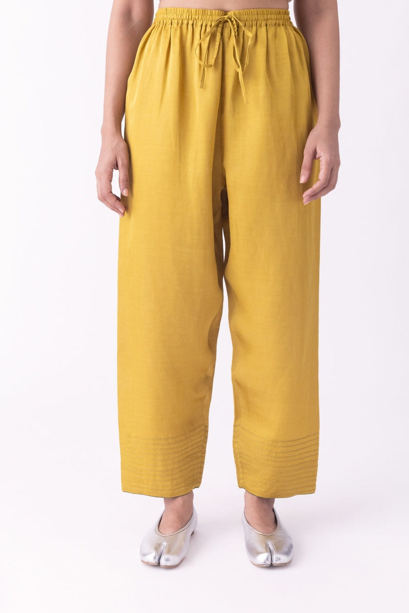Peet-Pyjama linen viscose pyjama/salwar by Shades of India in mustard for women in Singapore