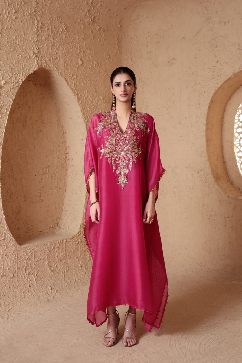 Zar-Rang Pink Heavy Kaftan Set