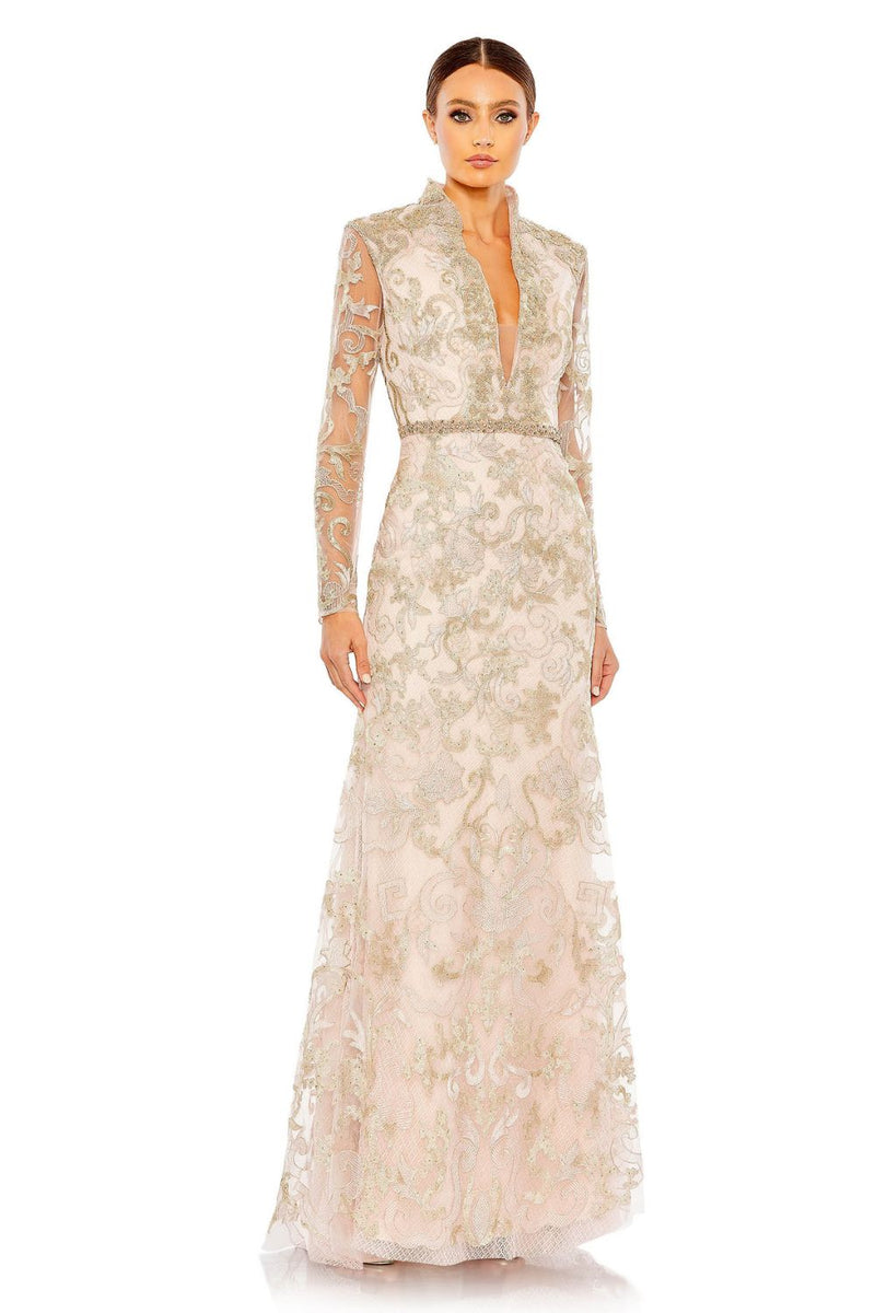 MD-11165 Full Sleeves Long Gown-Pink by Mac Duggal in pink color for women in Singapore