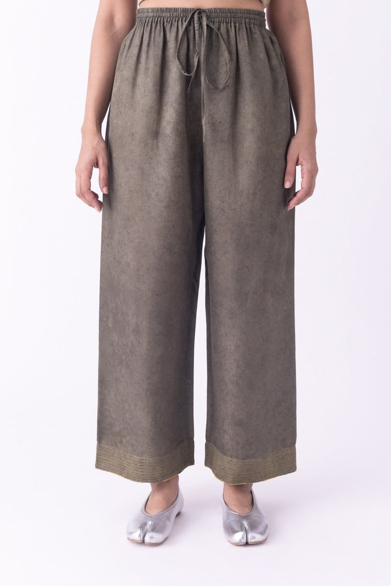 Oliva-Pyjama silk cotton pyjama/salwar by Shades of India in olive for women in Singapore