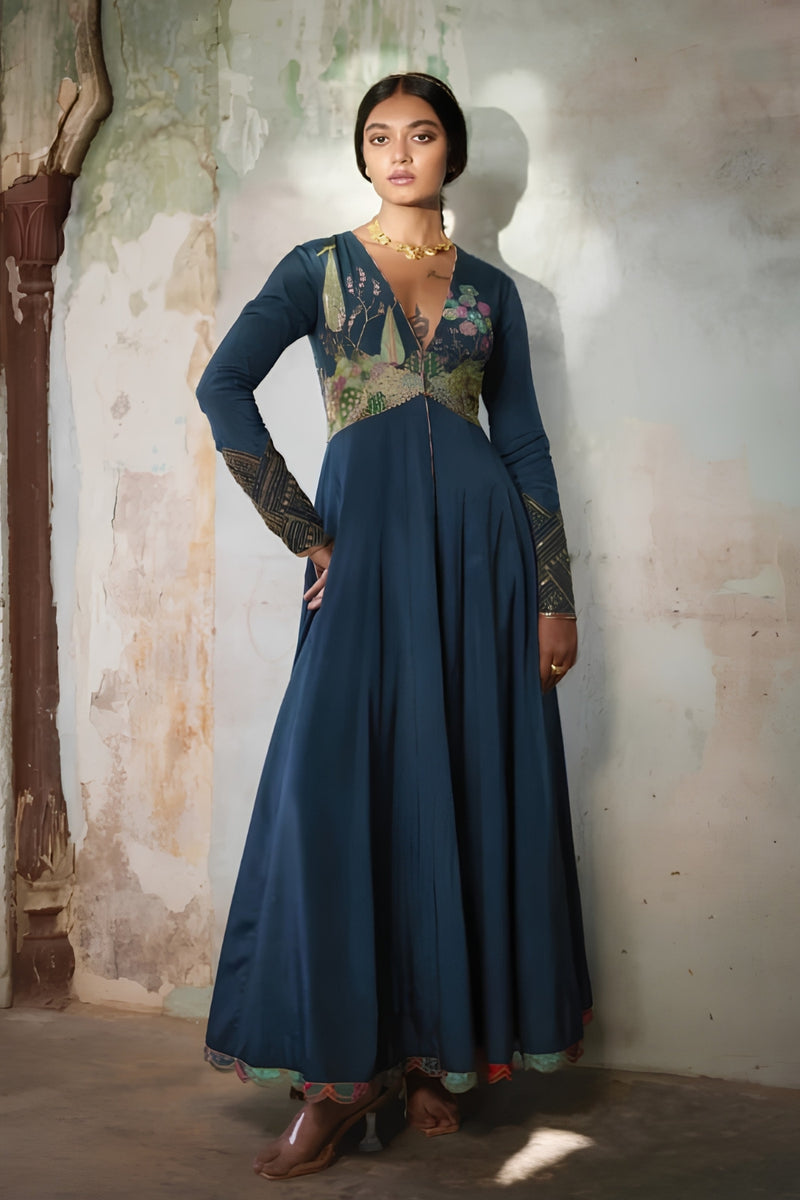 Nadira Teal Anarkali Set