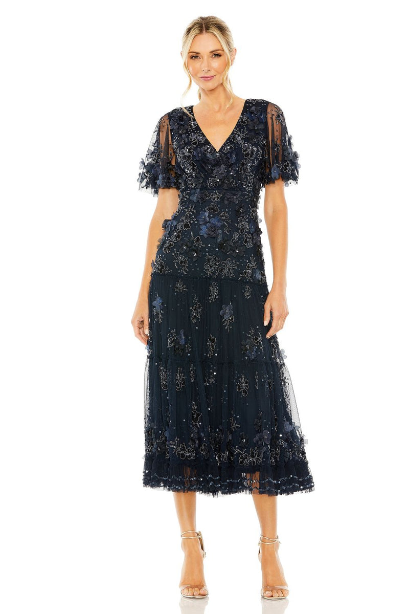 MD-9207 Midi Dress-Blue by Mac Duggal in blue color for women in Singapore
