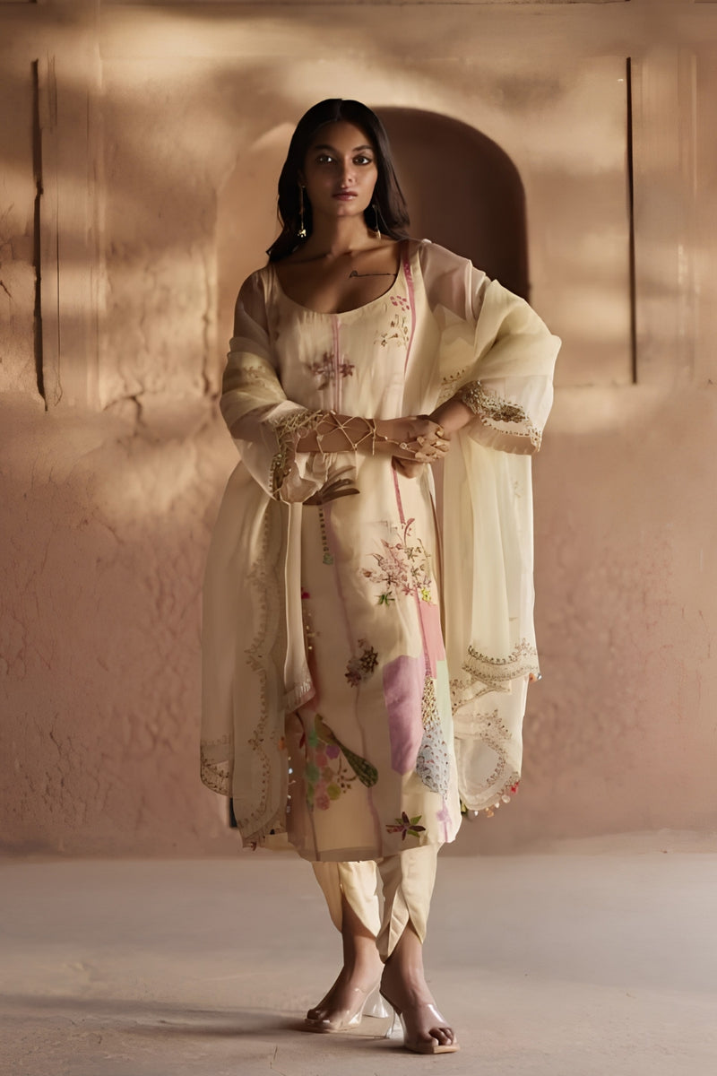 Nadira Ivory Organza Kurta Set