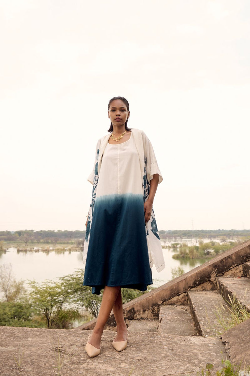 Bower bird co-ord set cotton by Khara Kapas in blue for women in Singapore