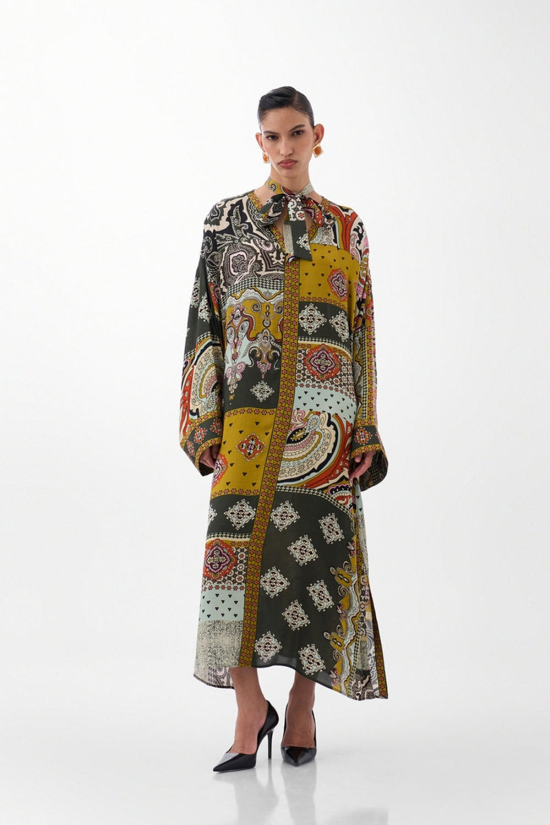 Adah Kaftan-Mosaic viscose kaftan by NOIB in multi-color for women Worldwide