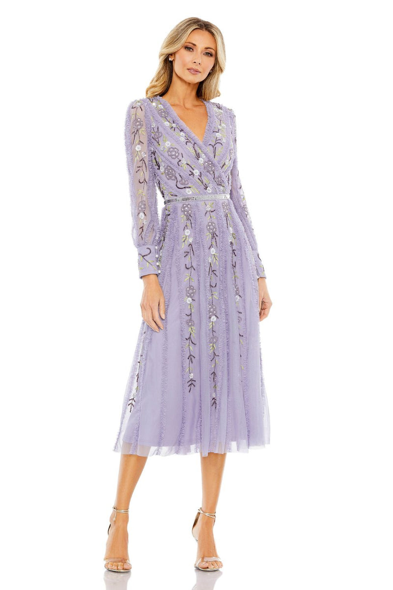 MD-9133 Midi Dress-Purple by Mac Duggal in purple color for women in Singapore