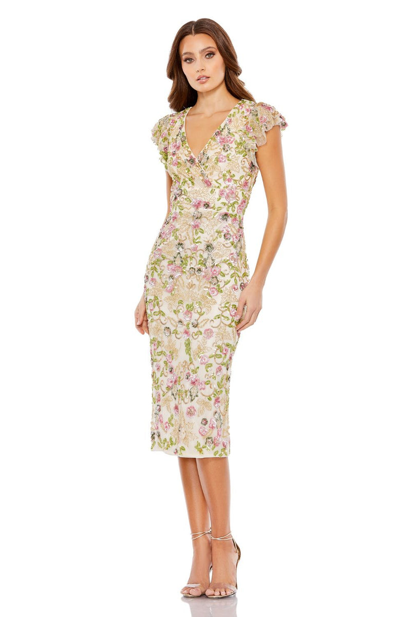 MD-5722 Midi Dress-Off White by Mac Duggal in white color for women in Singapore
