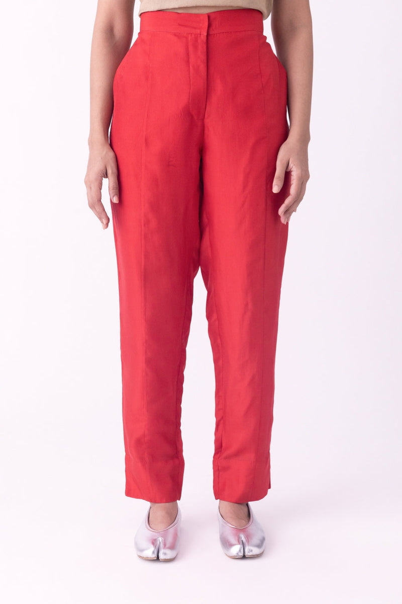 Dhar-Pant silk pyjama/salwar by Shades of India in red for women in Singapore