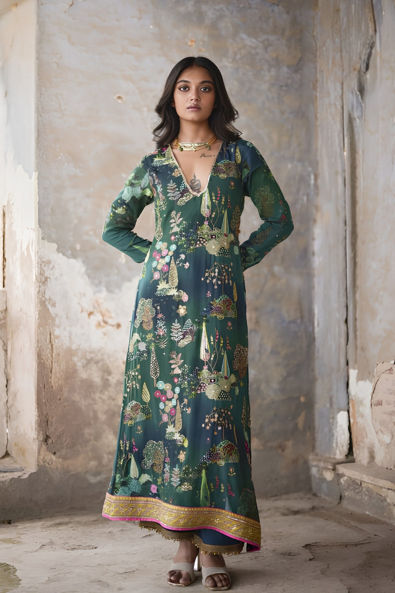 Nadira Teal Kurta Set