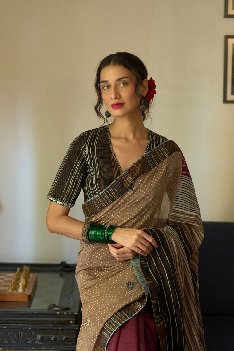 Naina Blouse chanderi blouse by SWATTI KAPOOR in black for women in Singapore