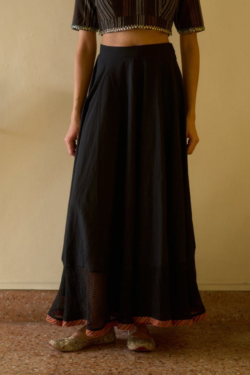 Kavita Pant silk organza pyjama/salwar by SWATTI KAPOOR in black for women in Singapore
