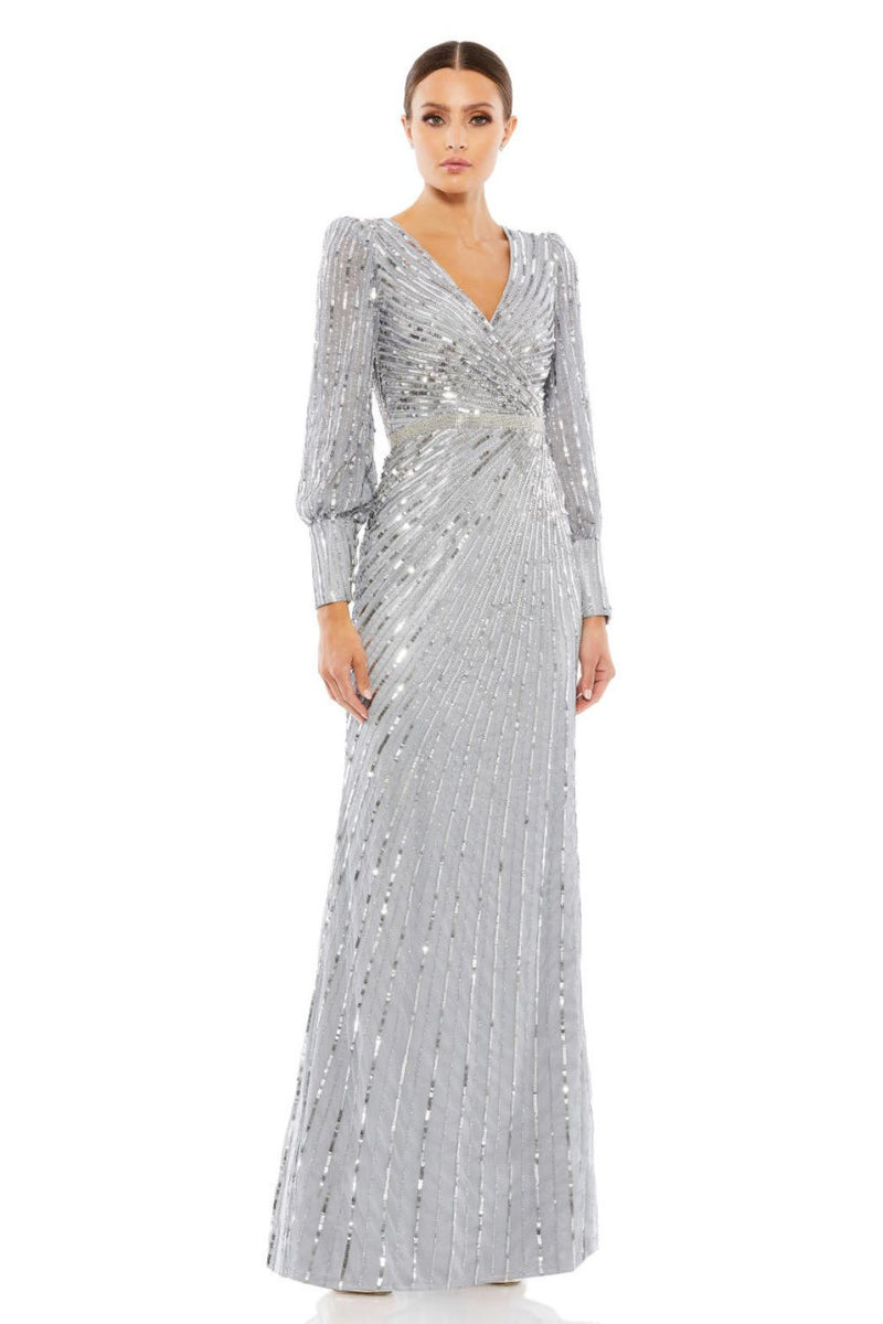 MD-5501 Long Gown-Grey by Mac Duggal in grey color for women in Singapore