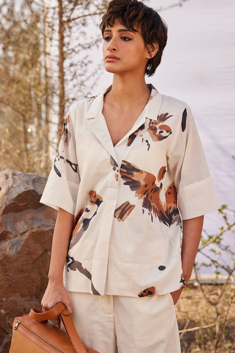 Chidiya Top cotton by Khara Kapas in white for women in Singapore