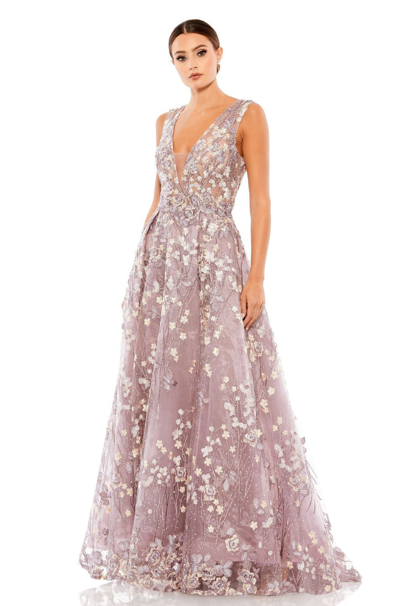 MD-A20131 Embroidered Flared Gown-Purple by Mac Duggal in purple color for women in Singapore