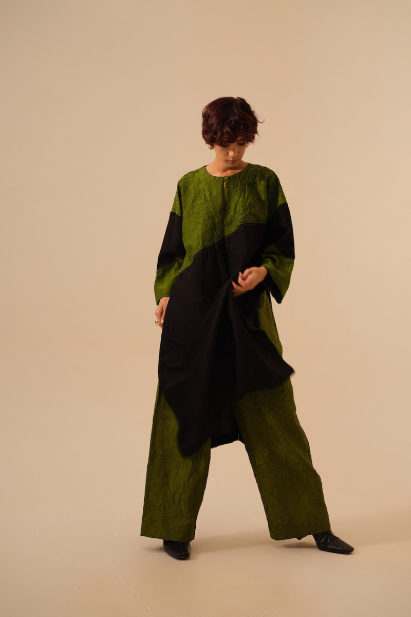 Salt Tunic-Black + Jade crushed silk kaftans and tunics by Stoique in black for women in Singapore