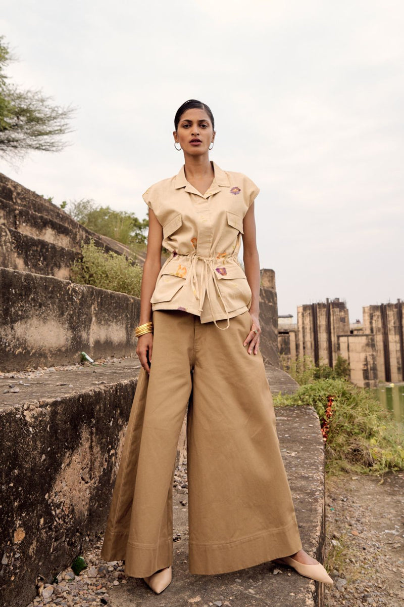 Owlet top cotton by Khara Kapas in beige for women in Singapore