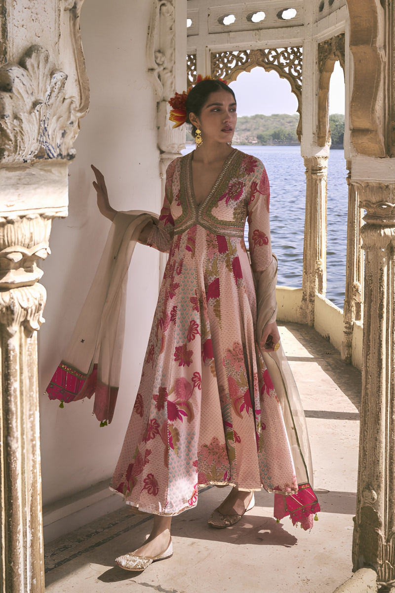 GUL NUDE PINK ANARKALI SET