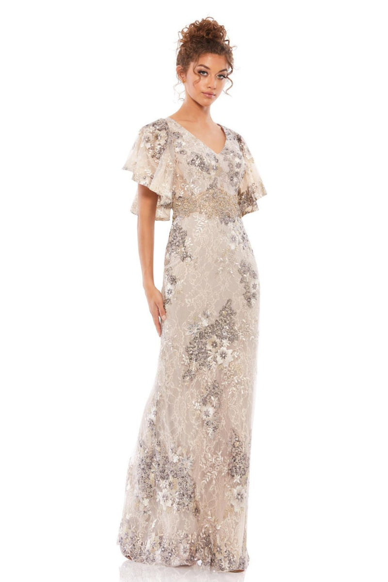 MD-67842 Embroidered Long Dress-Beige by Mac Duggal in beige color for women in Singapore