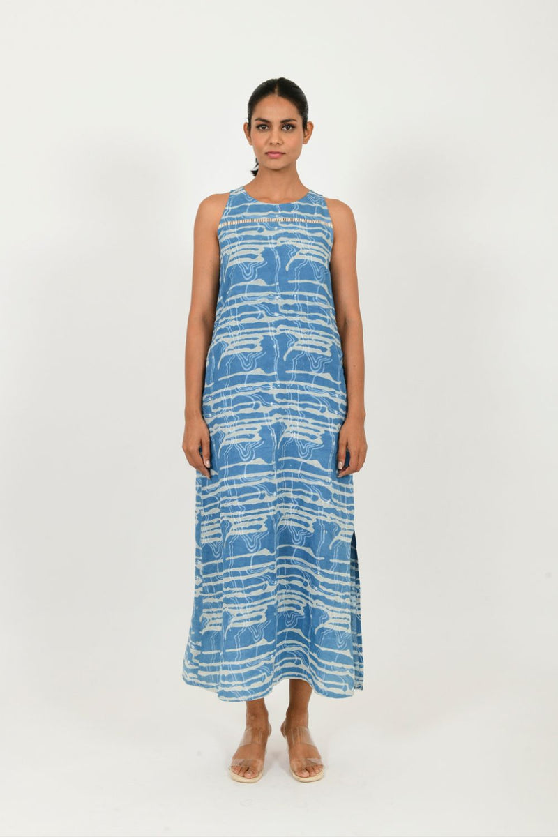 INDIGO SPLASH LINEN MAXI