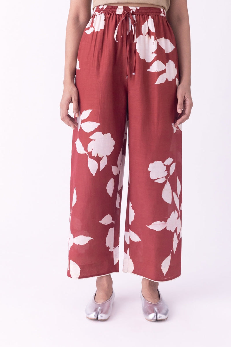 Aavar-Pyjama silk cotton pyjama/salwar by Shades of India in red for women in Singapore