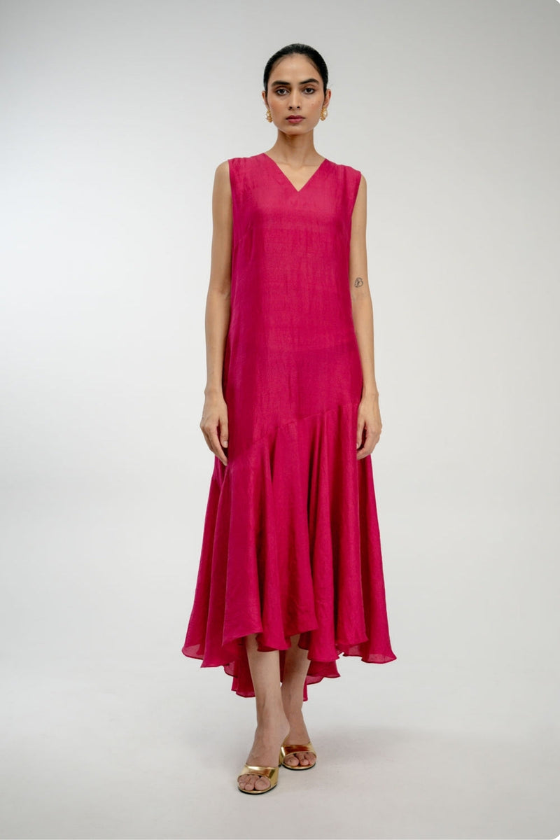 Wild Posy Dress mulberry silk dress by Ode to Odd in pink for women in Singapore
