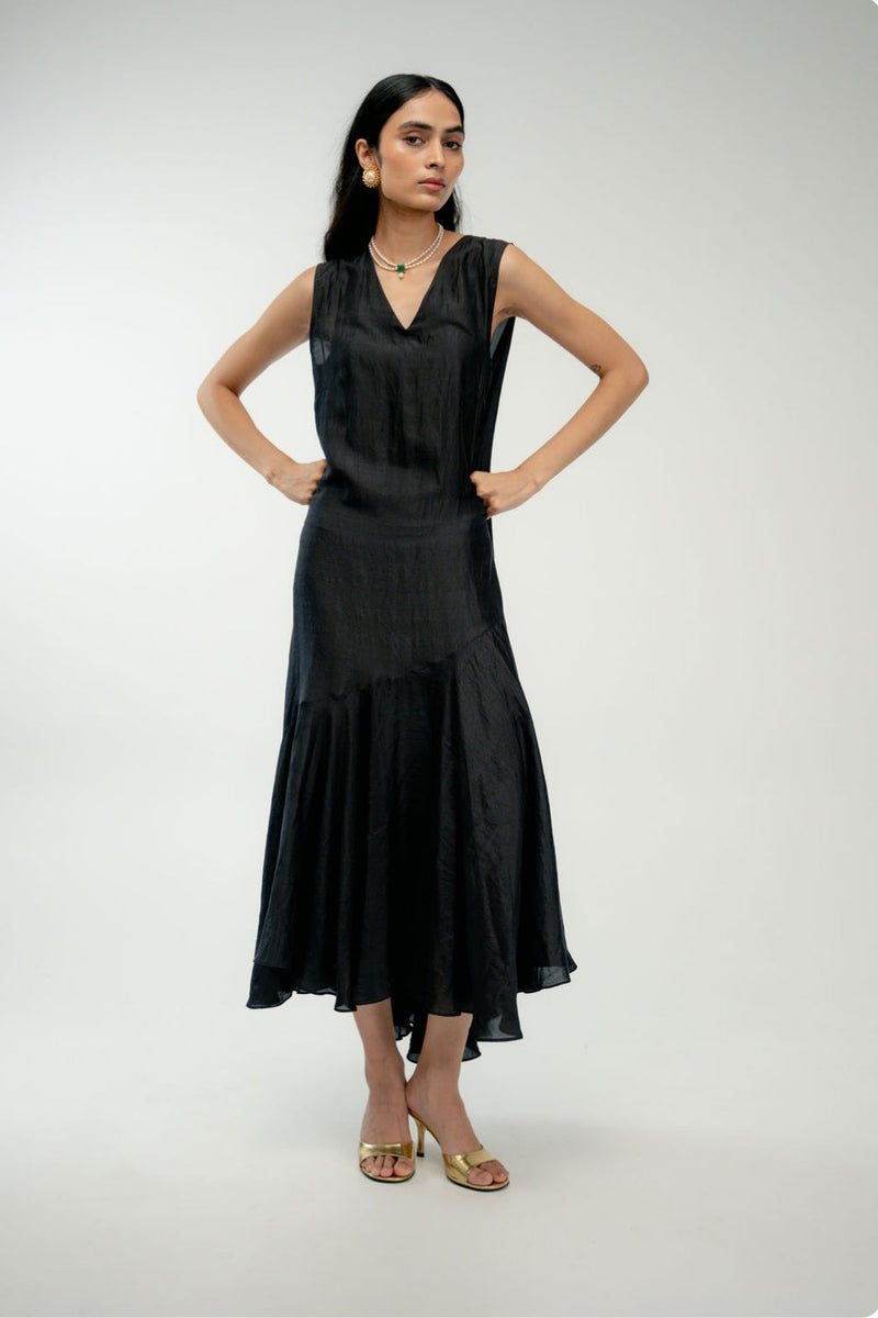 Pink Haze Dress mulberry silk dress by Ode to Odd in black for women in Singapore