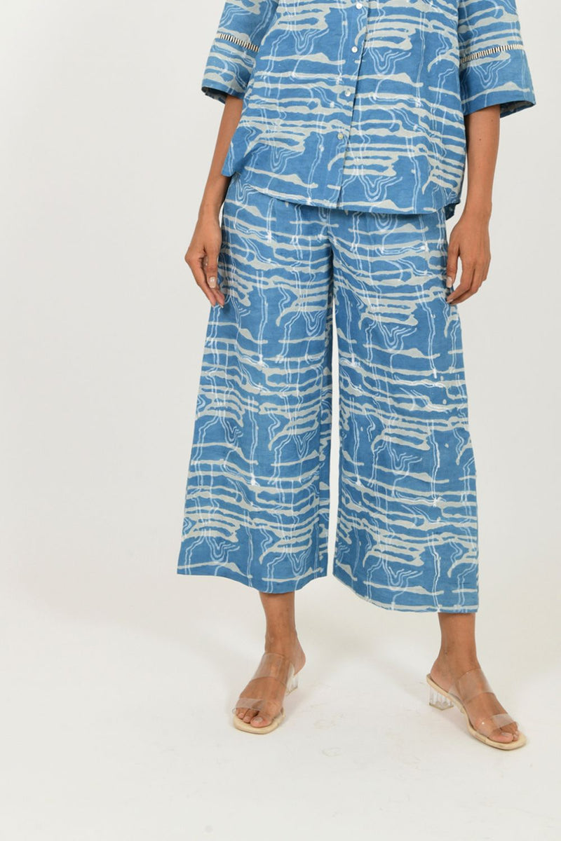 INDIGO SPLASH LINEN PANTS