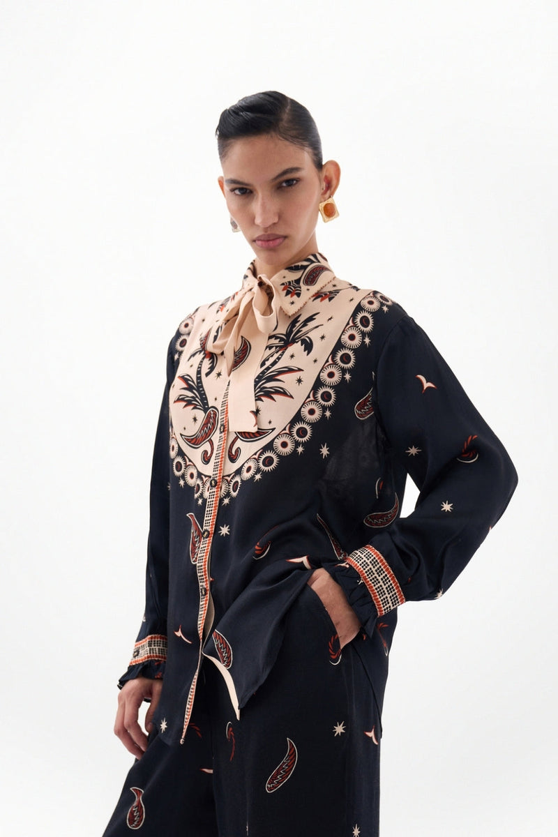 Iris Shirt-Nocturnal Jungle viscose Shirt by NOIB in multi-color for women Worldwide