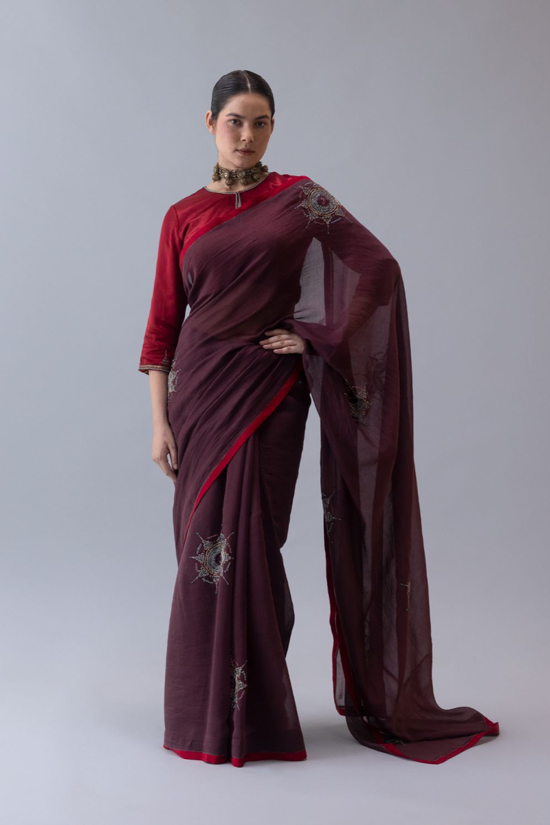 Stokla Saree-Wine