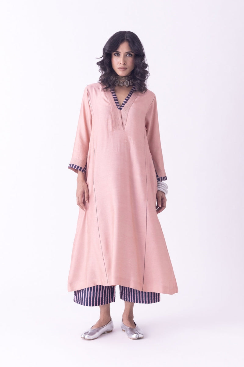 Navya-Kurta linen blend kurta/kurta set by Shades of India in beige for women in Singapore