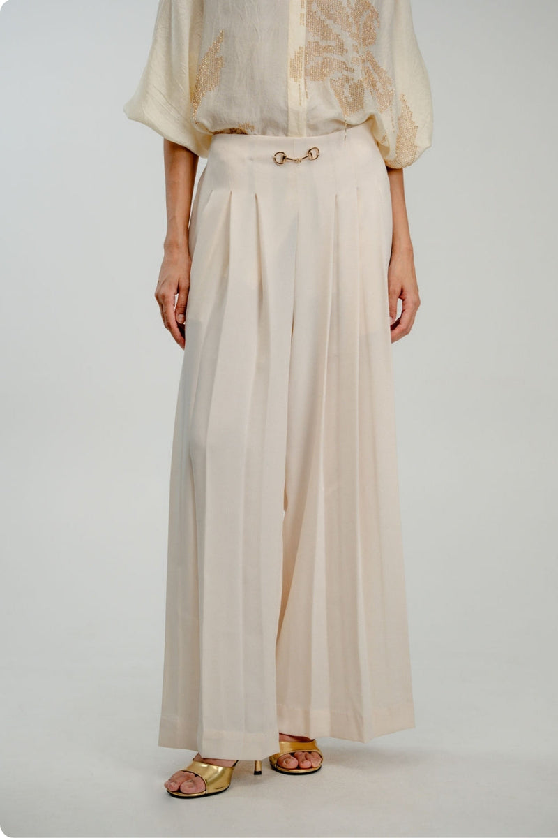 Pause Pants japanese crepe pant/trouser by Ode to Odd in off white for women in Singapore