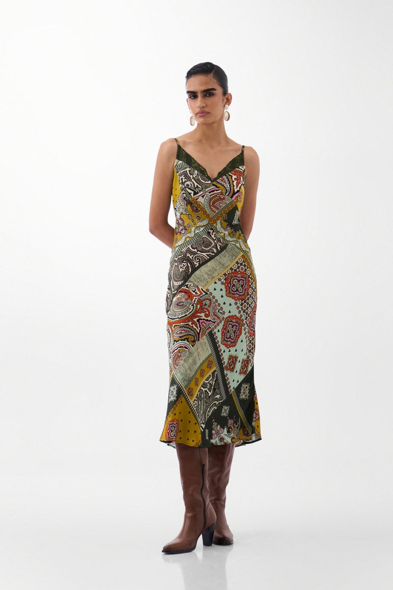 Liza Midi-Mosaic viscose dress by NOIB in multi-color for women in Singapore
