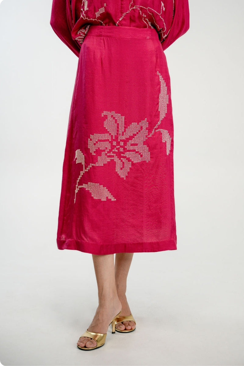 Yours Again Skirt mulberry silk skirt by Ode to Odd in pink for women in Singapore