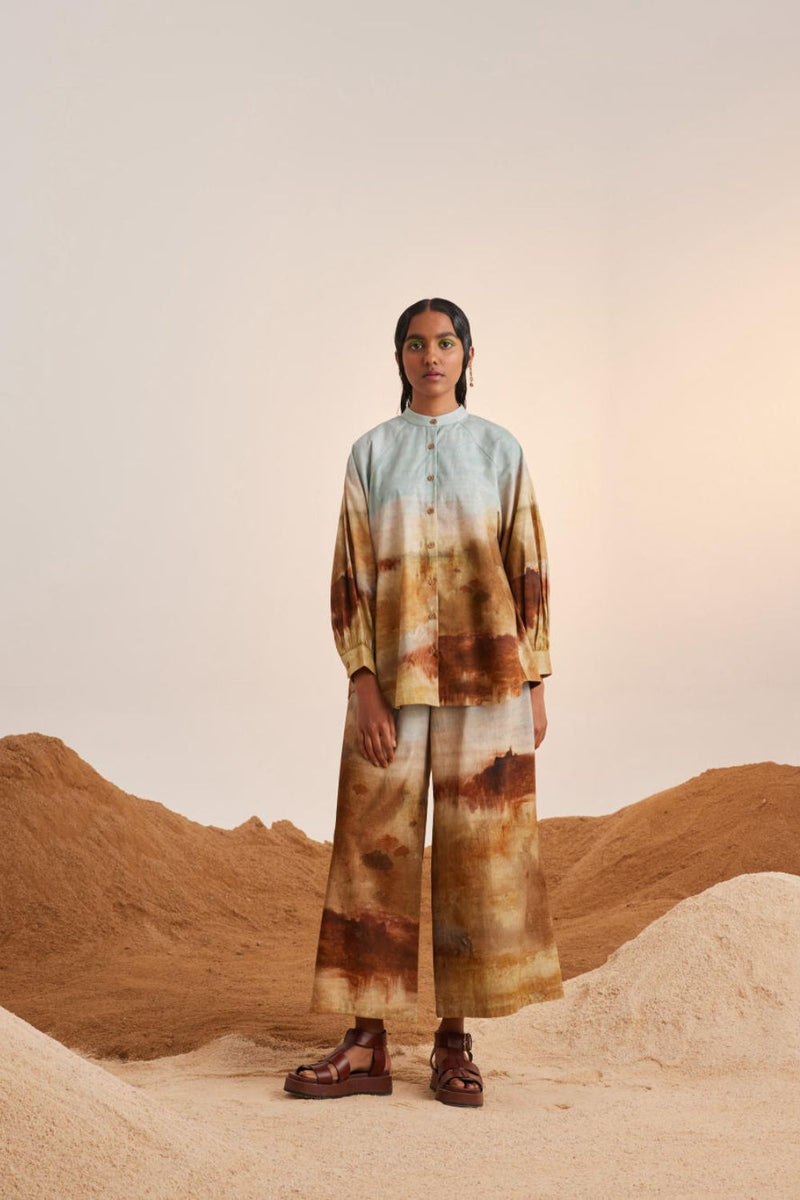 A-Line Shirt Set -Blotch cotton Co-ord Set by CORD for women in Singapore