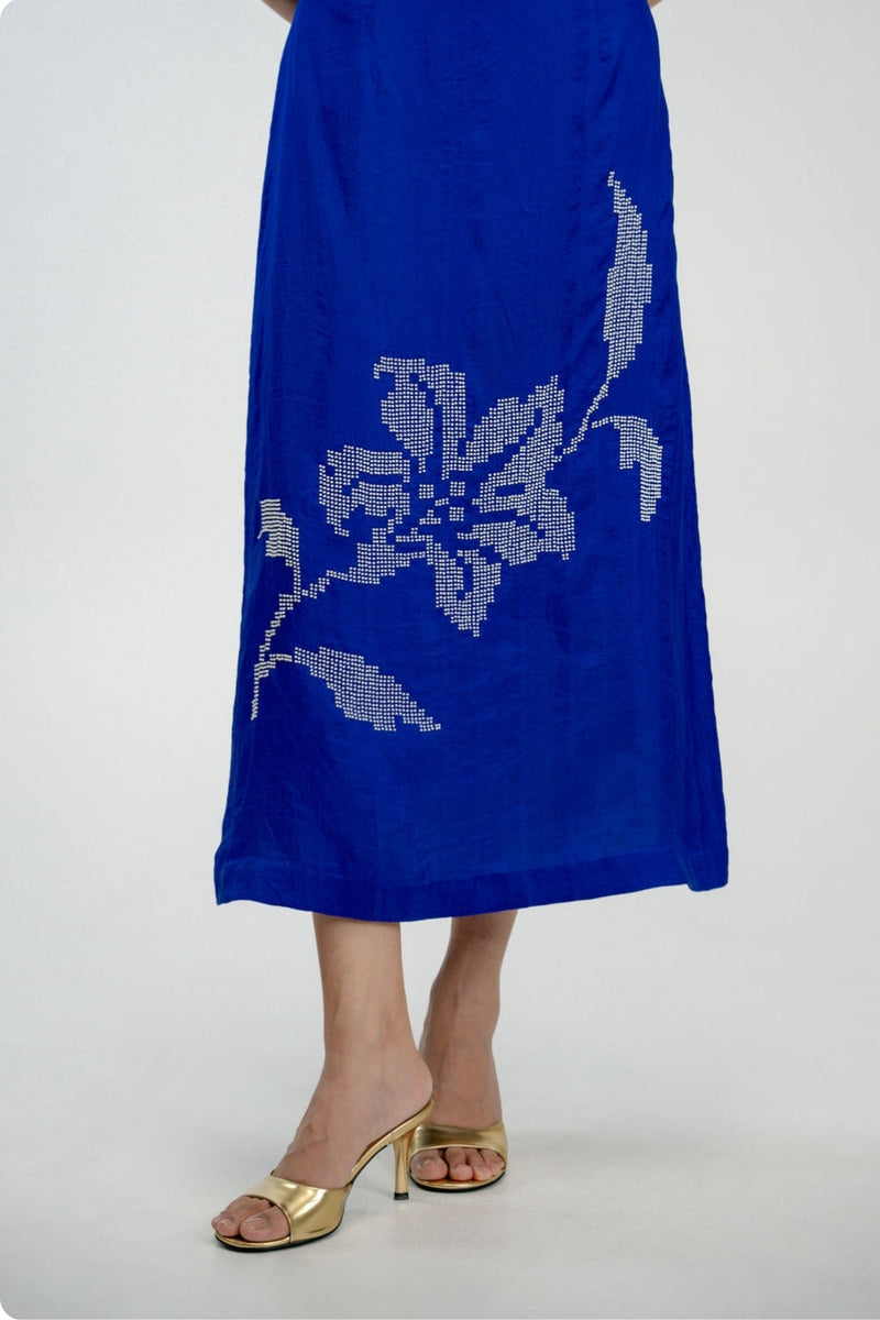 Memory Book Skirt mulberry silk skirt by Ode to Odd in blue for women in Singapore