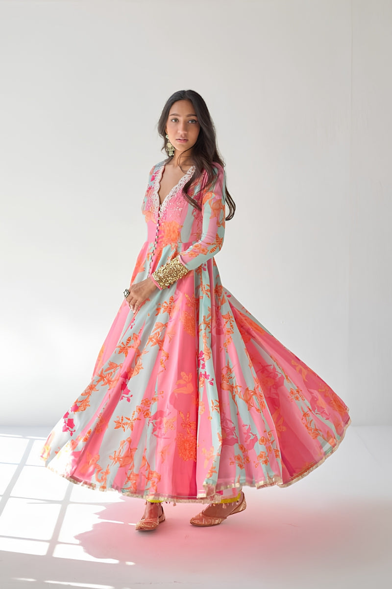 HOT PINK ORCHID ANARKALI SET