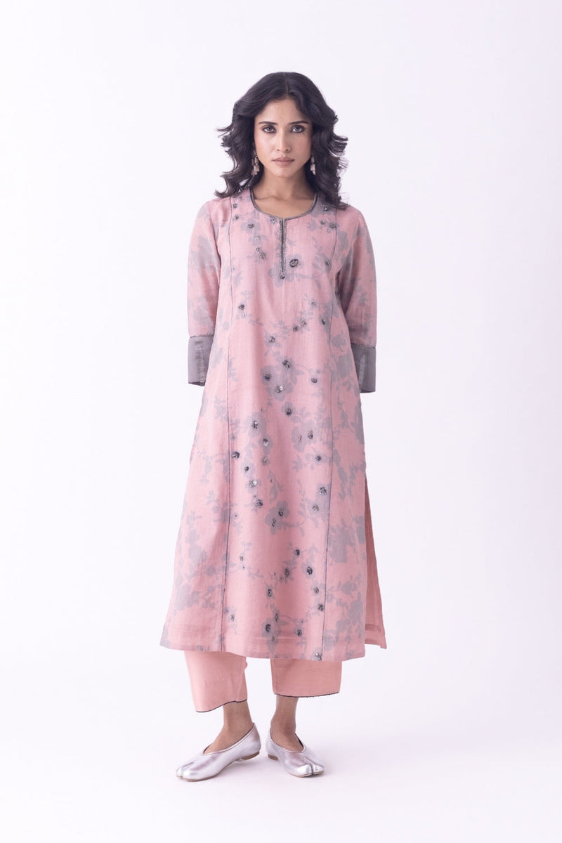 Ishira-Kurta tissue kurta/kurta set by Shades of India in beige for women in Singapore