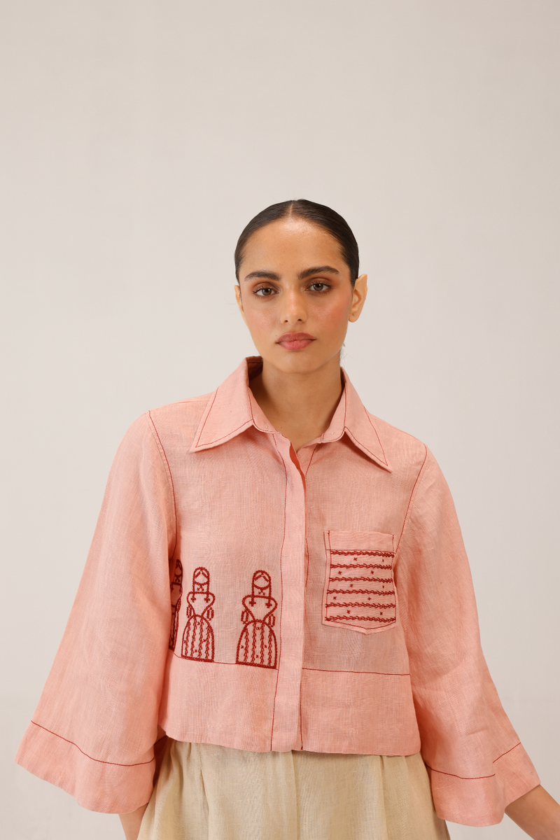 FERN TOP - DOLL ROSE CROSS STITCH all linen by CORD for women in Singapore