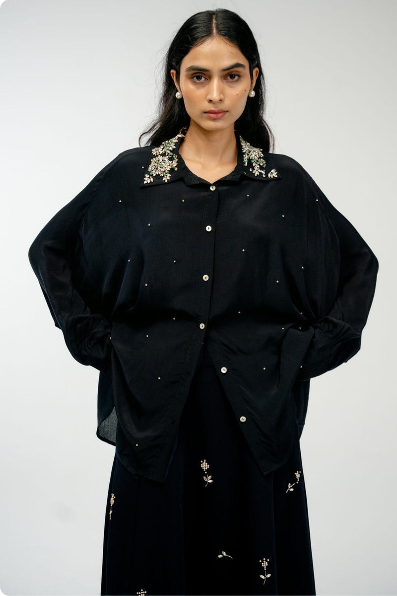Yours Always Shirt crepe top/shirt by Ode to Odd in black for women in Singapore