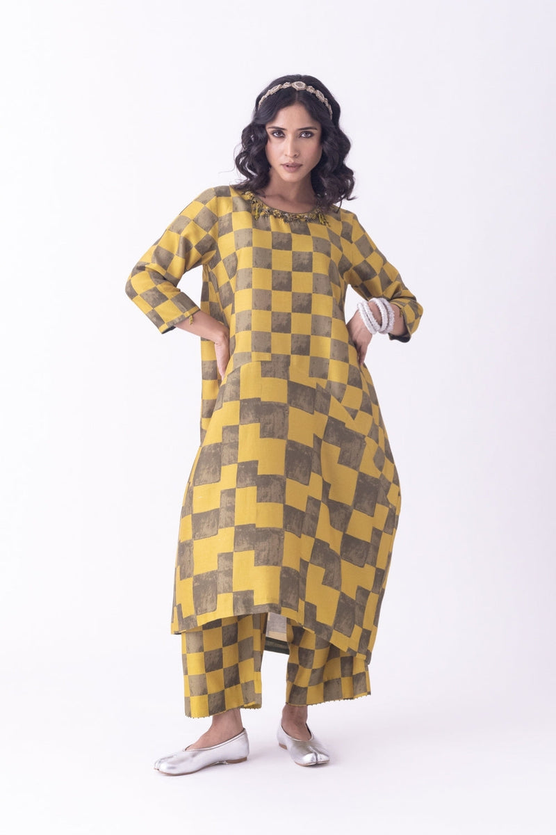 Haldi-Kaftan silk blend indo-western by Shades of India in musturd for women in Singapore
