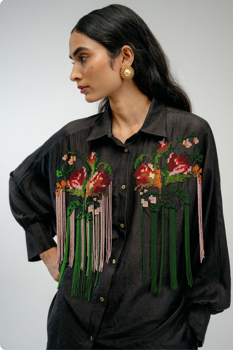 Together Shirt mulberry silk top/shirt by Ode to Odd in black for women in Singapore