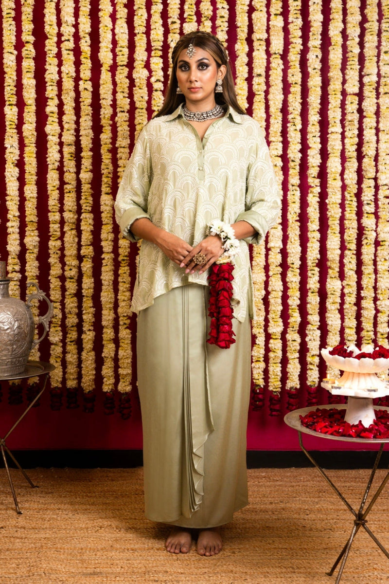 Katdaana Shirt & Skirt Set-Mint Green katdaana indo-western by Sabo by Sabina in green for women in Singapore