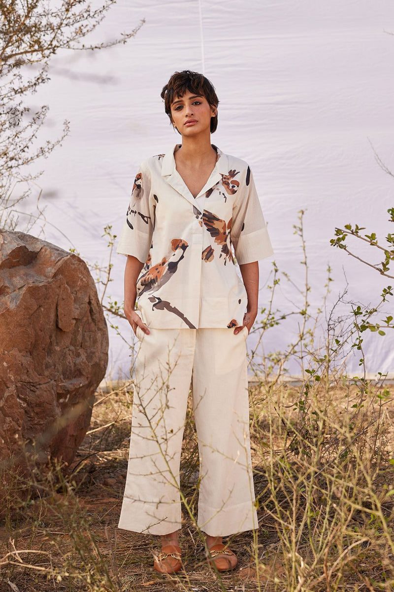 Chidiya co ord set cotton by Khara Kapas in white for women in Singapore