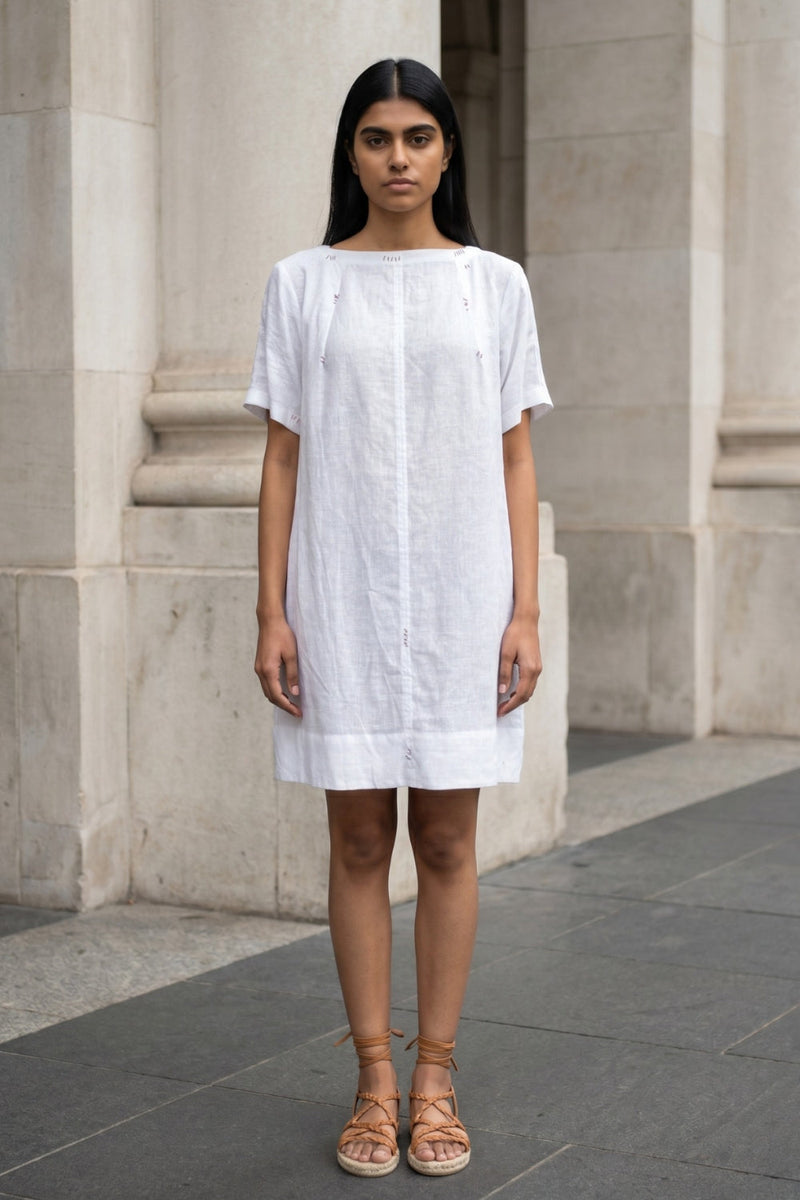 Sora White Dress hemploop, lyocell dress by Doodlage in white for women in Singapore