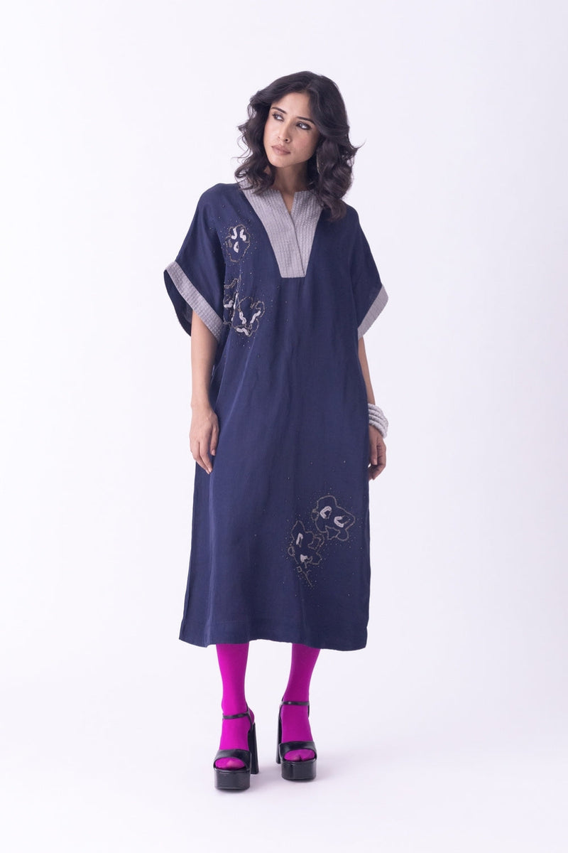 Azila-Kaftan linen blend indo-western by Shades of India in blue for women in Singapore