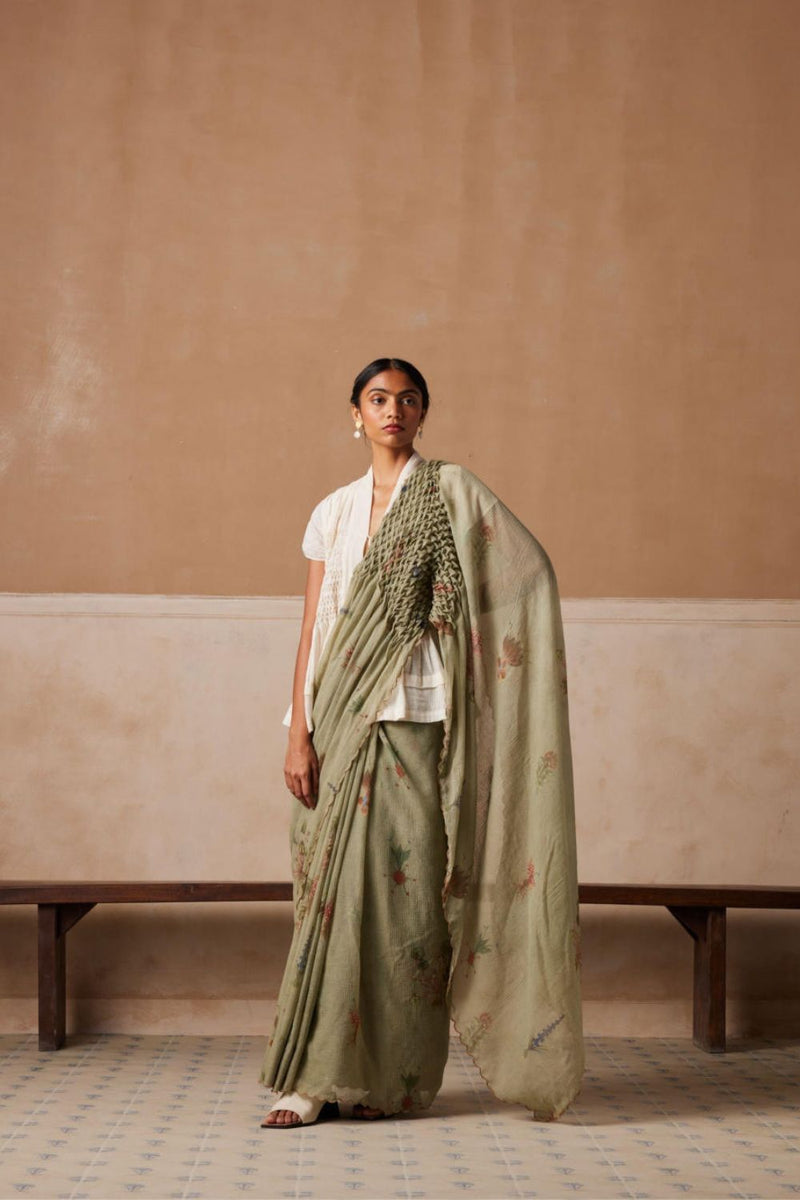Smocked Saree-Fern cotton by CORD for women in Singapore