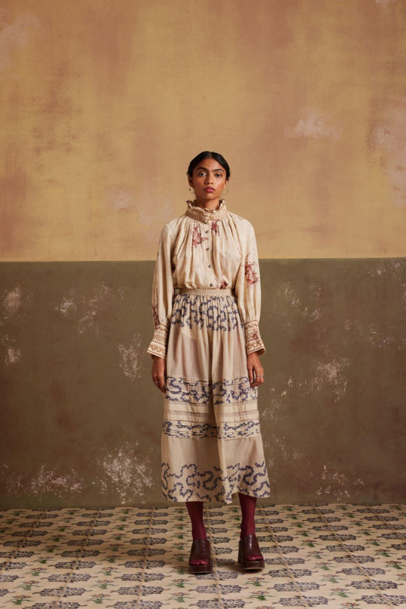 Farmer Set (Top + Skirt)-Peony-Spiral cotton by CORD for women in Singapore