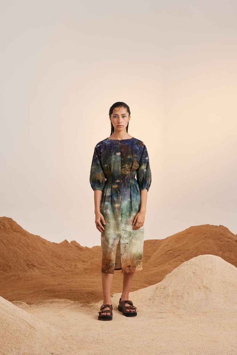 Shaft Dress-Underwater cotton Dress by CORD for women in Singapore