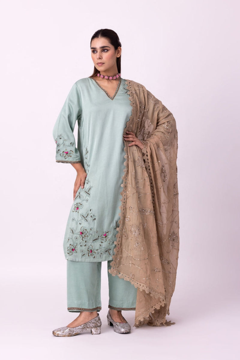Zubi Dupatta tissue dupatta by Shades of India in grey for women in Singapore